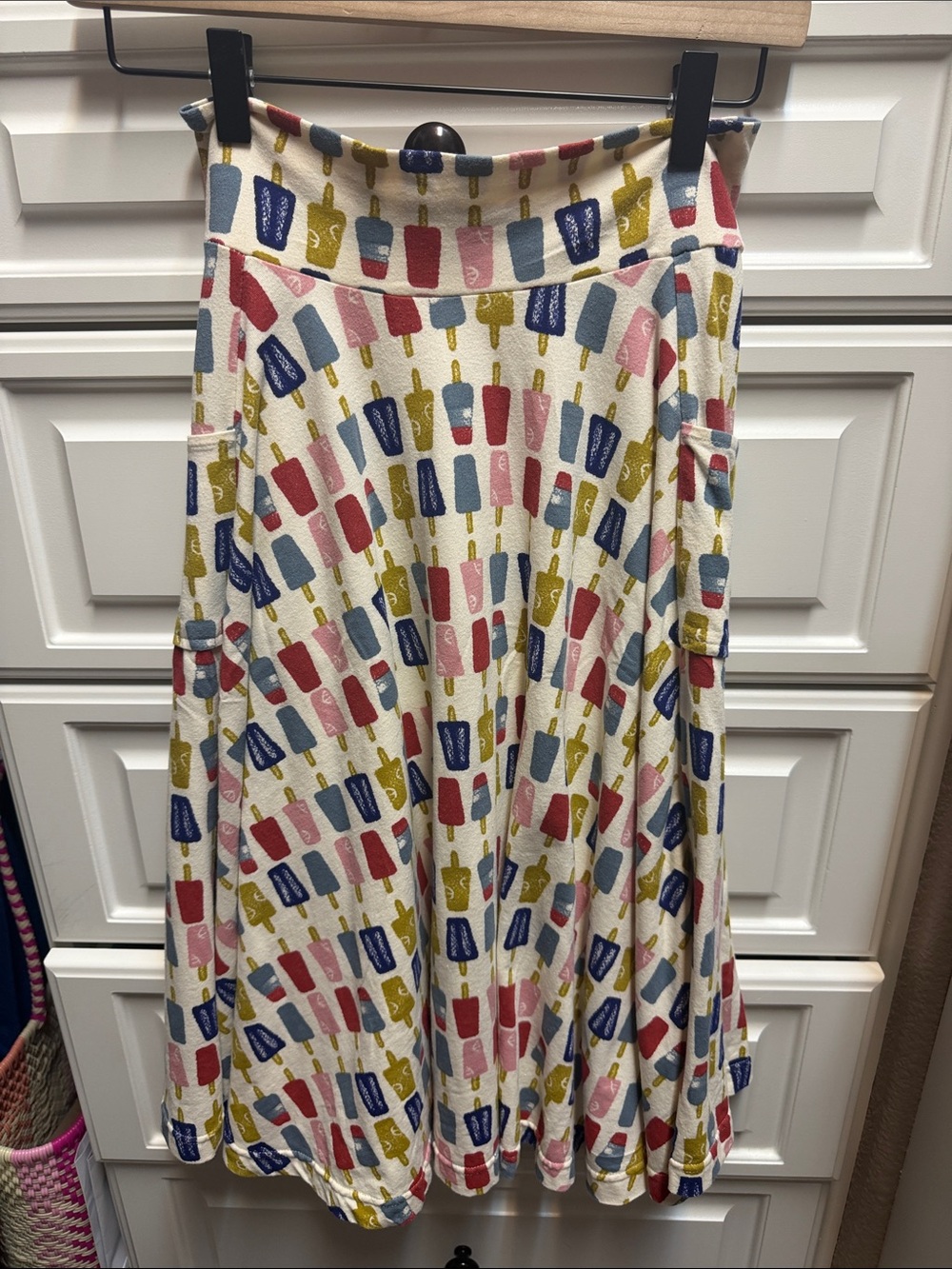 Effie’s Heart Women's Cream Skirt with Colorful Popsicle Print